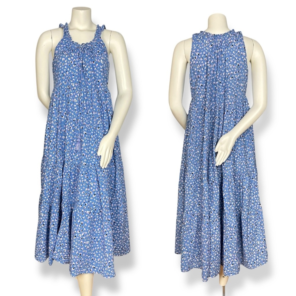 Aghata Tent Dress Blue Relaxed Fit FLAWED Midi Women Size Small / Medium‎ Boho